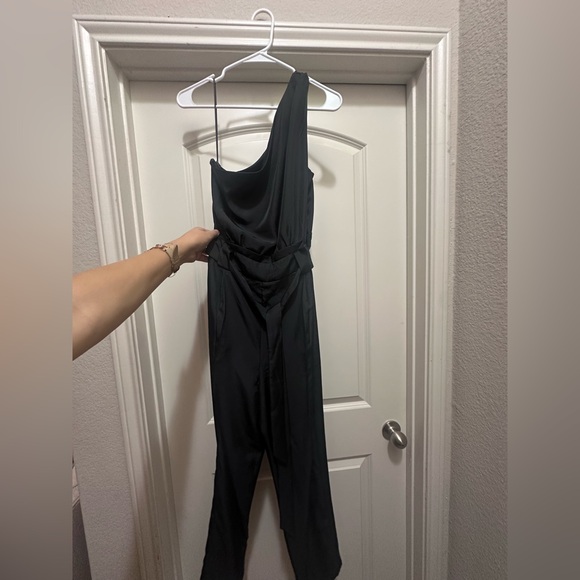 Express Draped One Shoulder Belted Jumpsuit - Picture 4 of 5